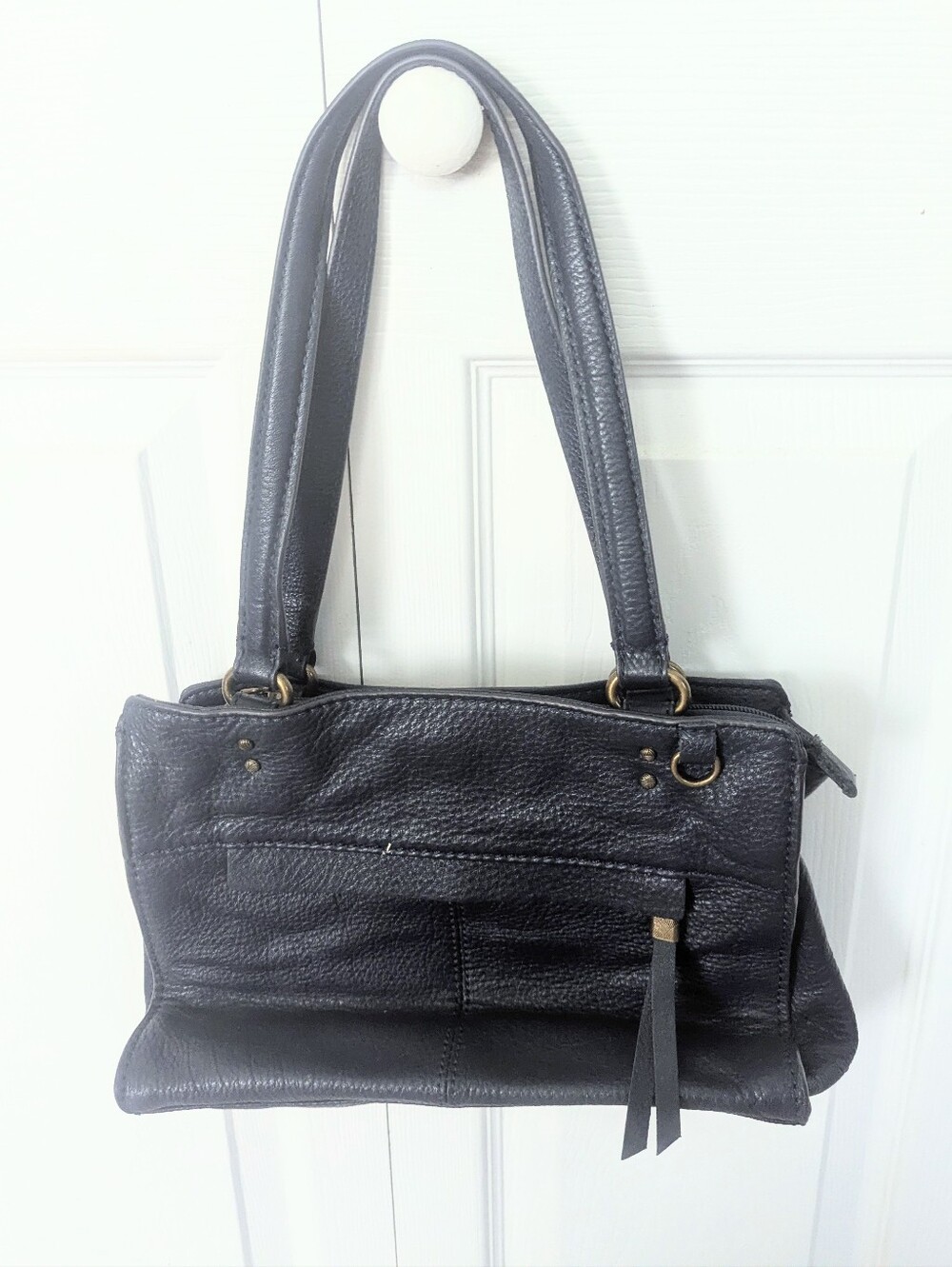 Vintage 70s Classic Demin blue Leather Shoulder Bag